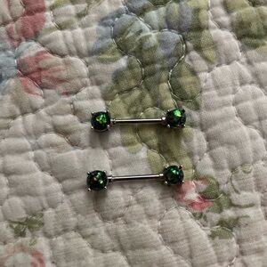 Green Gem nipple rings